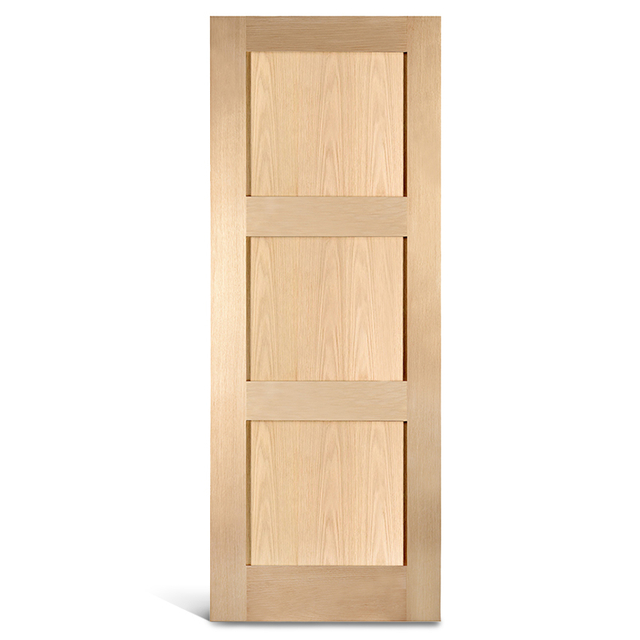 3 pintu Shaker kayu ek panel datar