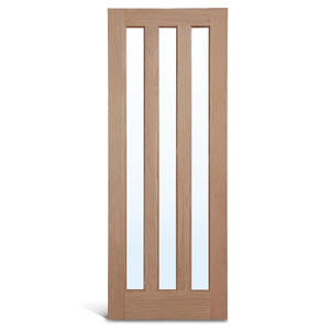 Pintu panel kayu ek kaca 3 panel