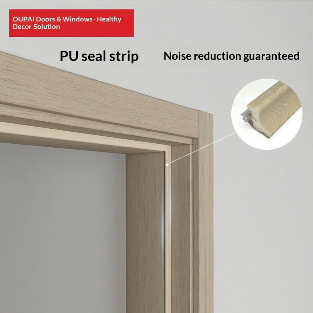 Oupai PVC Kayu Pintu MDF Sertifikat CE Saso GOST-R
