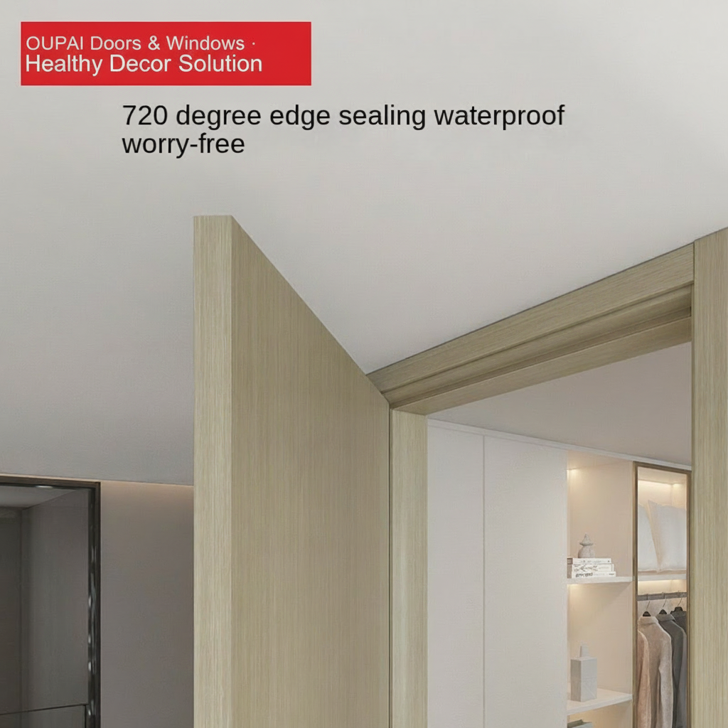 Oupai PVC Kayu Pintu MDF Sertifikat CE Saso GOST-R