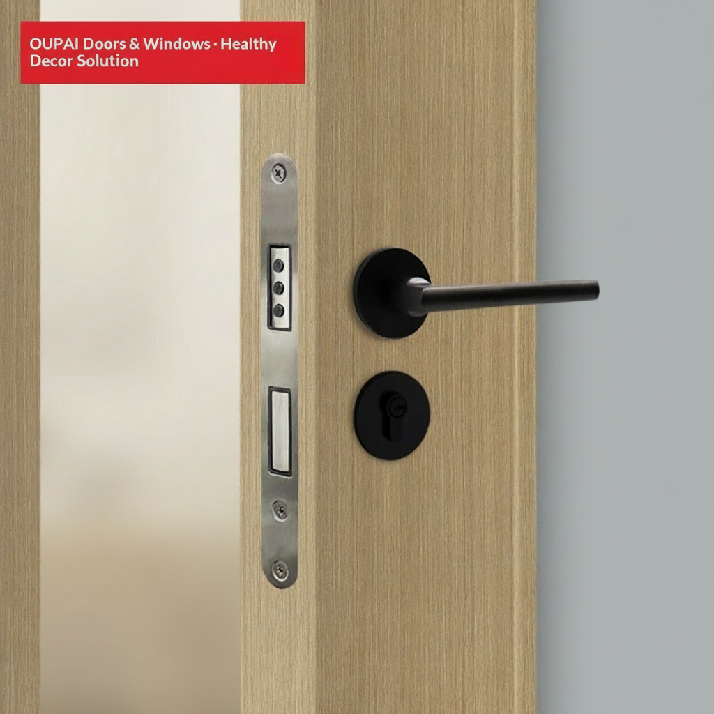 Oupai PVC Kayu Pintu MDF Sertifikat CE Saso GOST-R