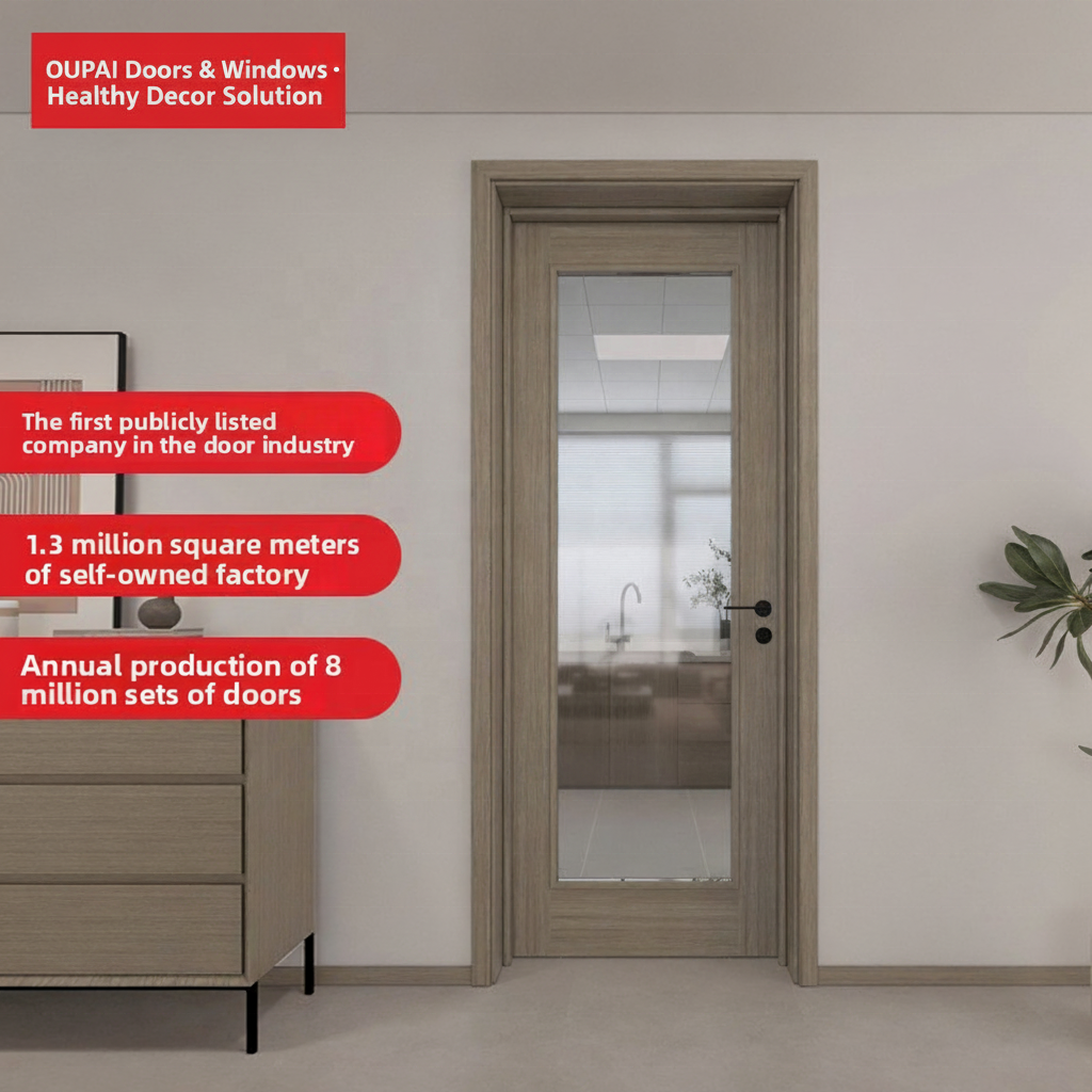 Oupai PVC Kayu Pintu MDF Sertifikat CE Saso GOST-R